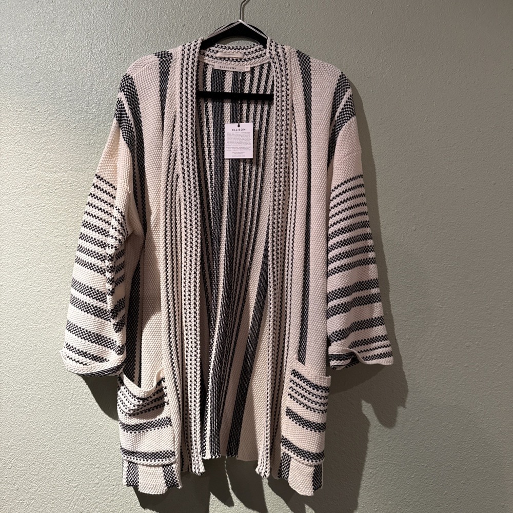 Ellison Stripe Open Front Cardigan L New Beachy, Boho, Festival, Western Rodeo L